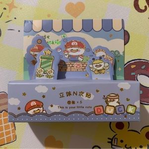 Duck Themed Super Mario Brothers Inspired Mini Sticky Note Memo Slips and Holder